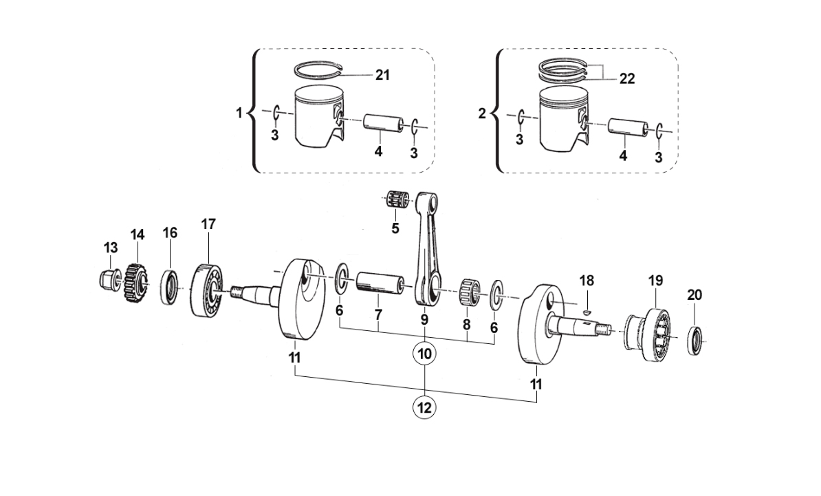 2T 144 EN/MX 2013/2014 - MOTORE - ALBERO MOTORE E PISTONE